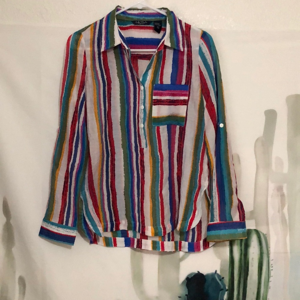 Vintage Life Style Striped Blouse